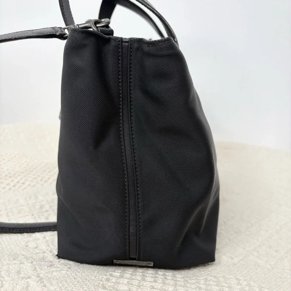90s Vintage Coach Mercer Satchel 7400 Black Twill Leather Crossbody Tote Bag